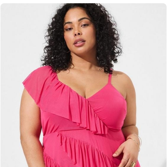 Torrid midi mesh ruffle dress - Picture 3 of 3